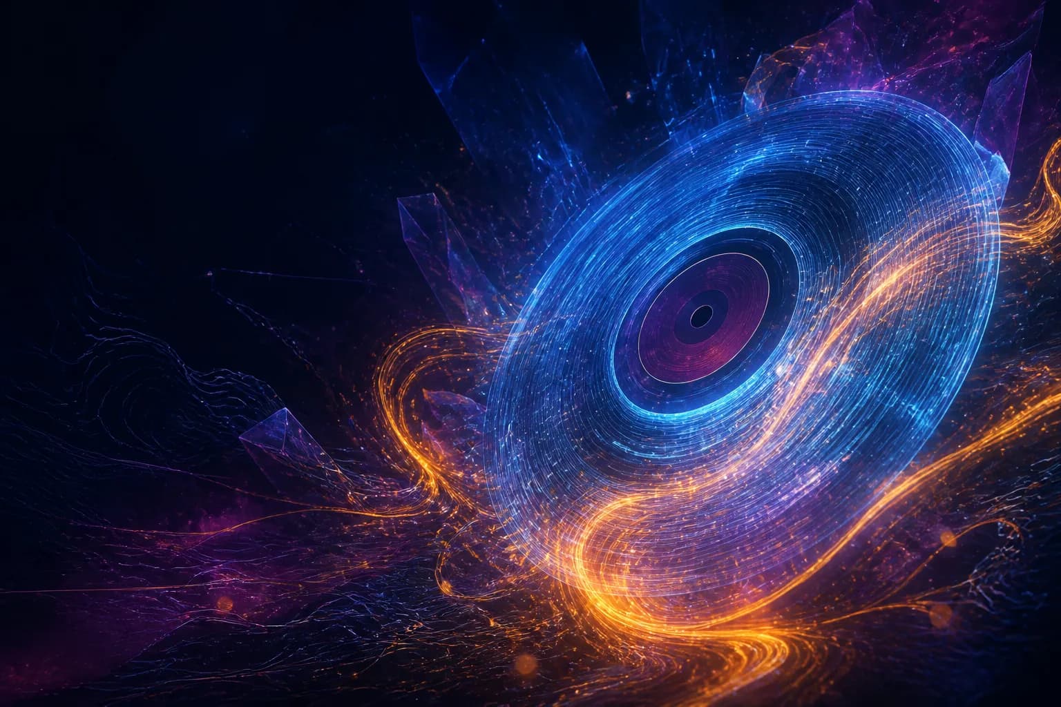 Abstract visual of AI intersecting with music